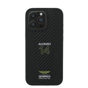 ASTON MARTIN - Aramco Magsafe F1 - Genuine Black Leather IPhone 16 Pro Max Case - Fastrak