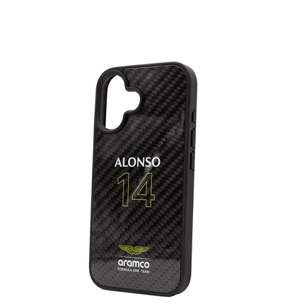 ASTON MARTIN - Aramco Magsafe F1 - Real Carbon Fiber IPhone 16 Black Case - Fastrak