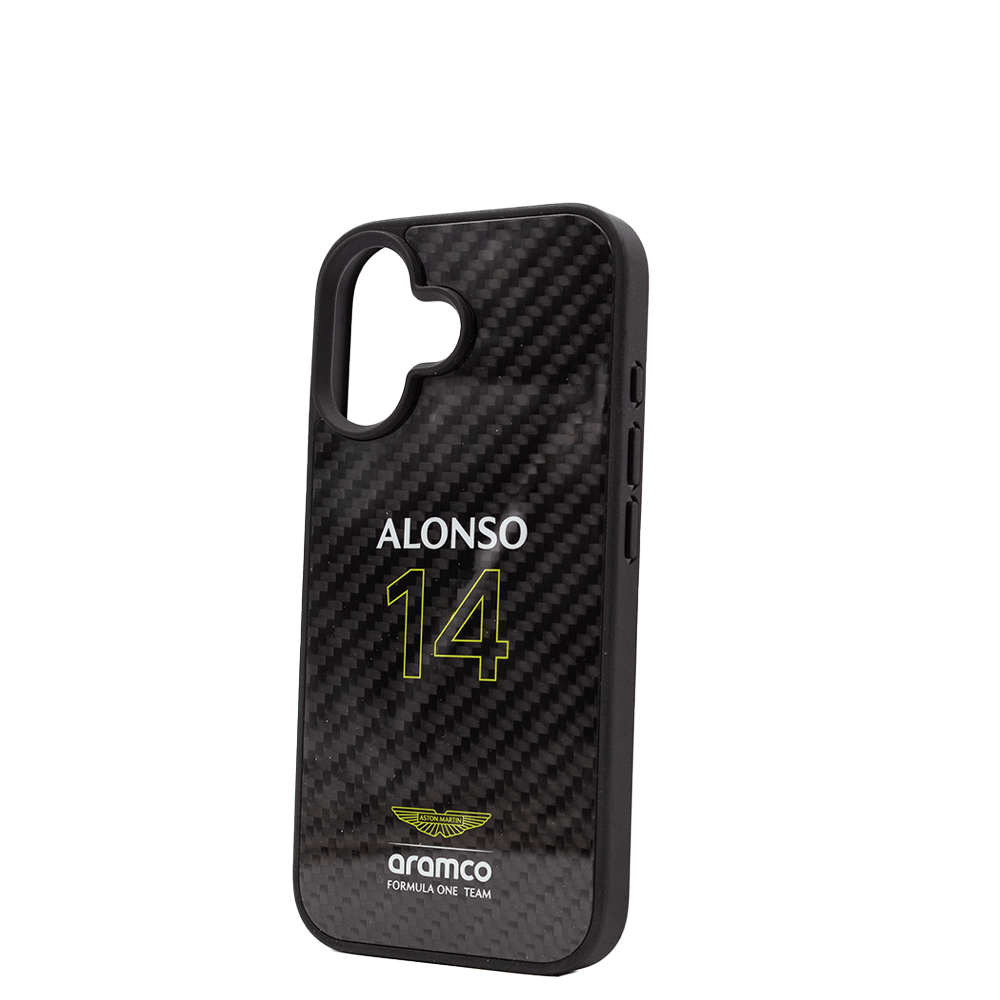 ASTON MARTIN - Aramco Magsafe F1 - Real Carbon Fiber IPhone 16 Black Case - Fastrak