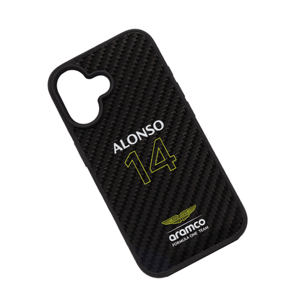 ASTON MARTIN - Aramco Magsafe F1 - Real Carbon Fiber IPhone 16 Black Case - Fastrak