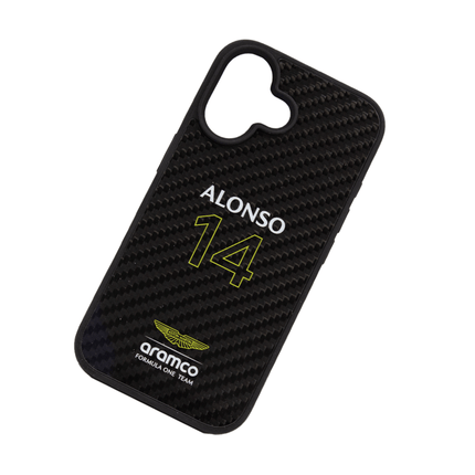 ASTON MARTIN - Aramco Magsafe F1 - Real Carbon Fiber IPhone 16 Black Case - Fastrak