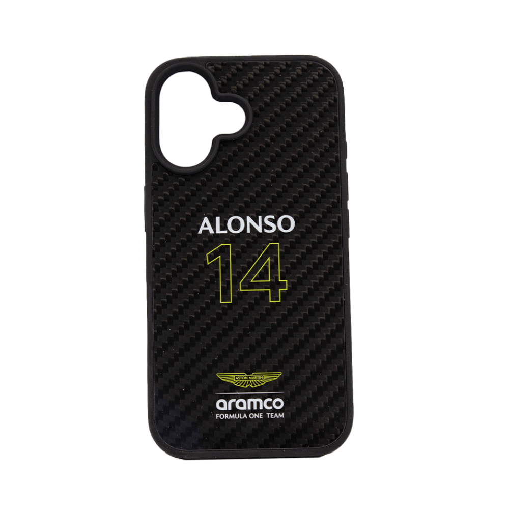 ASTON MARTIN - Aramco Magsafe F1 - Real Carbon Fiber IPhone 16 Black Case - Fastrak