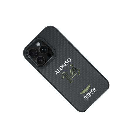 ASTON MARTIN - Aramco Magsafe F1 - Real Carbon Fiber IPhone 16 Pro Black Case - Fastrak