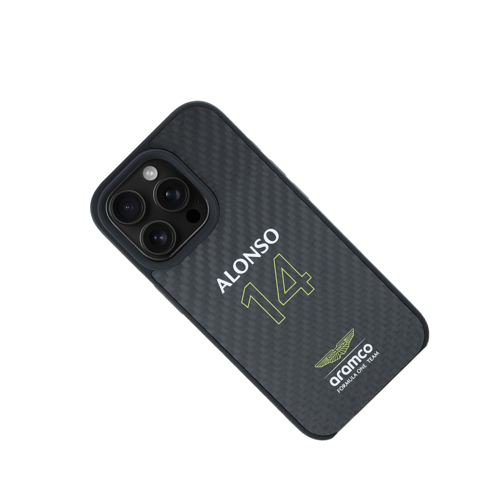 ASTON MARTIN - Aramco Magsafe F1 - Real Carbon Fiber IPhone 16 Pro Black Case - Fastrak