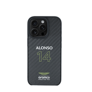 ASTON MARTIN - Aramco Magsafe F1 - Real Carbon Fiber IPhone 16 Pro Black Case - Fastrak