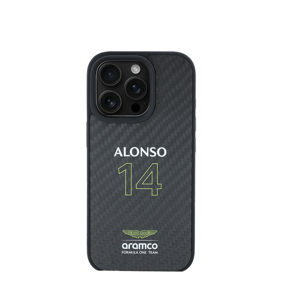 ASTON MARTIN - Aramco Magsafe F1 - Real Carbon Fiber IPhone 16 Pro Black Case - Fastrak