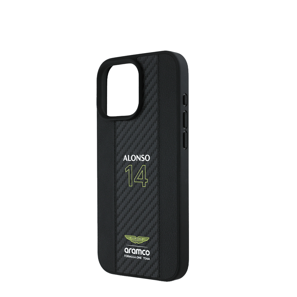 ASTON MARTIN - Aramco Magsafe F1 - Real Carbon Fiber IPhone 16 Pro Black Case - Fastrak