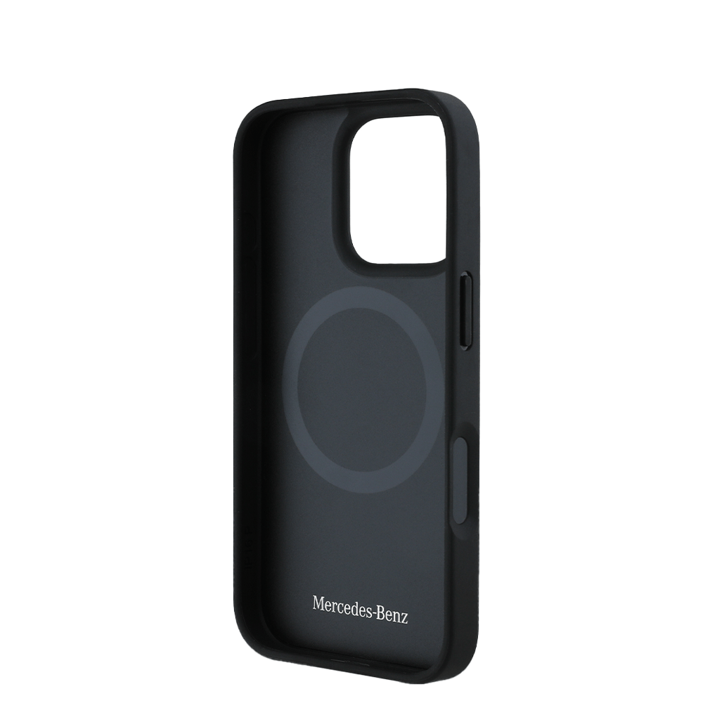 MERCEDES - Magsafe IPhone 16 Pro Max Black Wood Imitation And Smooth Genuine Leather Case - Fastrak