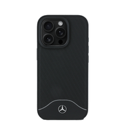 MERCEDES - Magsafe IPhone 16 Pro Max Black Wood Imitation And Smooth Genuine Leather Case - Fastrak