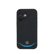 MERCEDES - Magsafe IPhone 16 Black Leather Case W/ Contrasted Blue Horizontal Curve - Fastrak