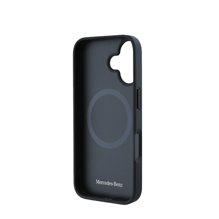 MERCEDES - Magsafe IPhone 16 Black Leather Case W/ Contrasted Blue Horizontal Curve - Fastrak