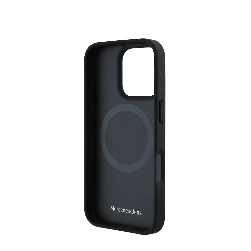 MERCEDES-Magsafe IPhone 16 Pro Black Leather Case W/ Contrasted Blue Horizontal Curve - Fastrak