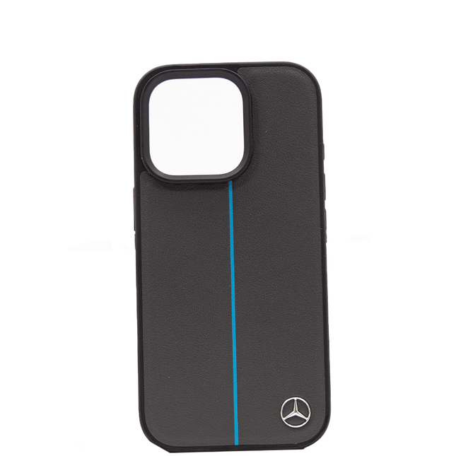 MERCEDES-BENZ Magsafe Case IPhone 16 Pro Black Leather With Grey Stripe - Fastrak