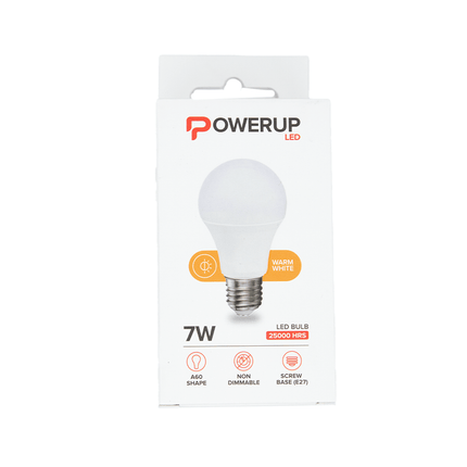 PowerUp A60 GLS 7W LED Bulb E27 WW - Fastrak