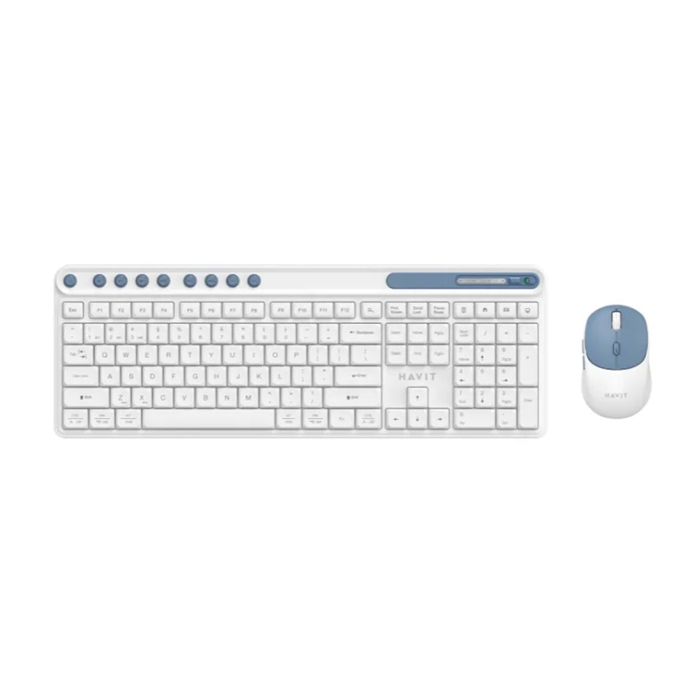 Havit PC Series-Wireless Keyboard+Mouse Combo White+Blue [HV-KB271WB WH+BL] - Fastrak