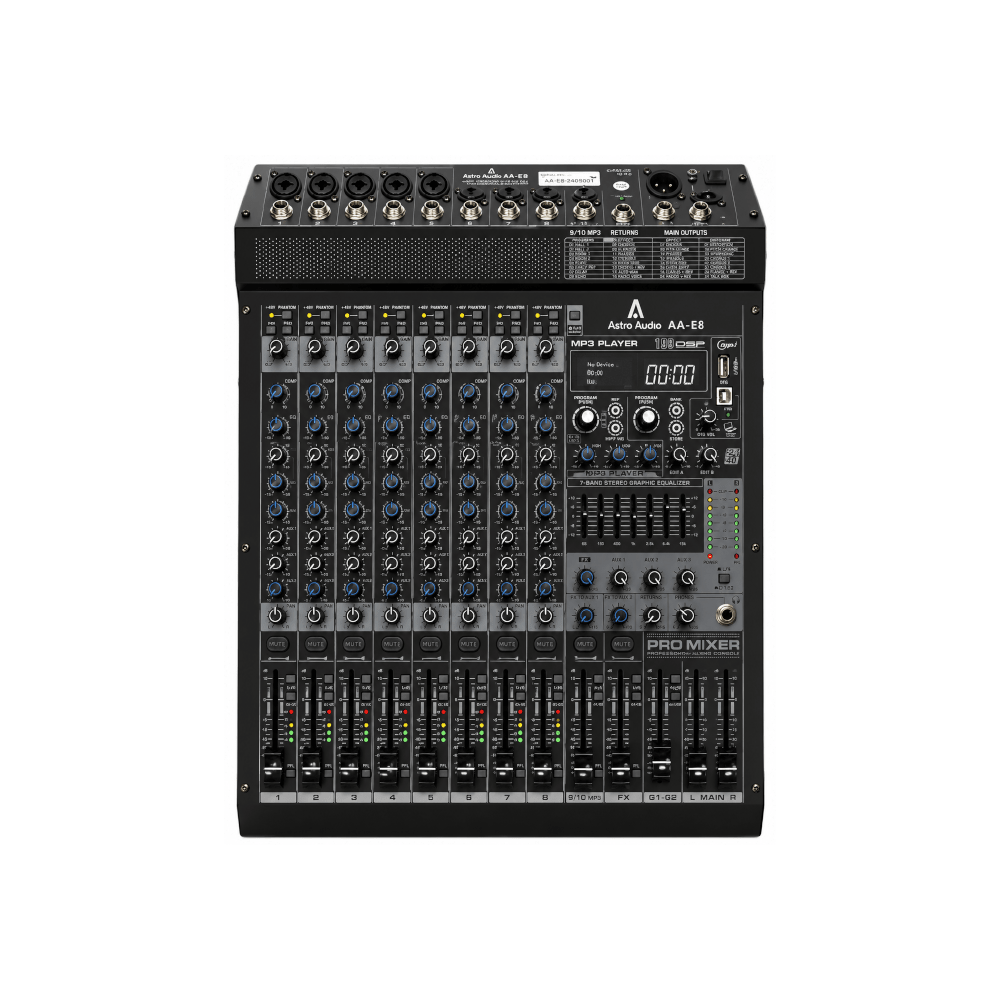 Astro Audio 8CH Desktop Mixer With USB [AA-E8] - Fastrak