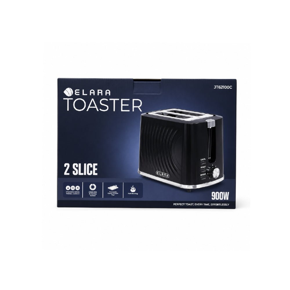Elara 2 Slice Toaster 900W Black [JT62100C BK] - Fastrak