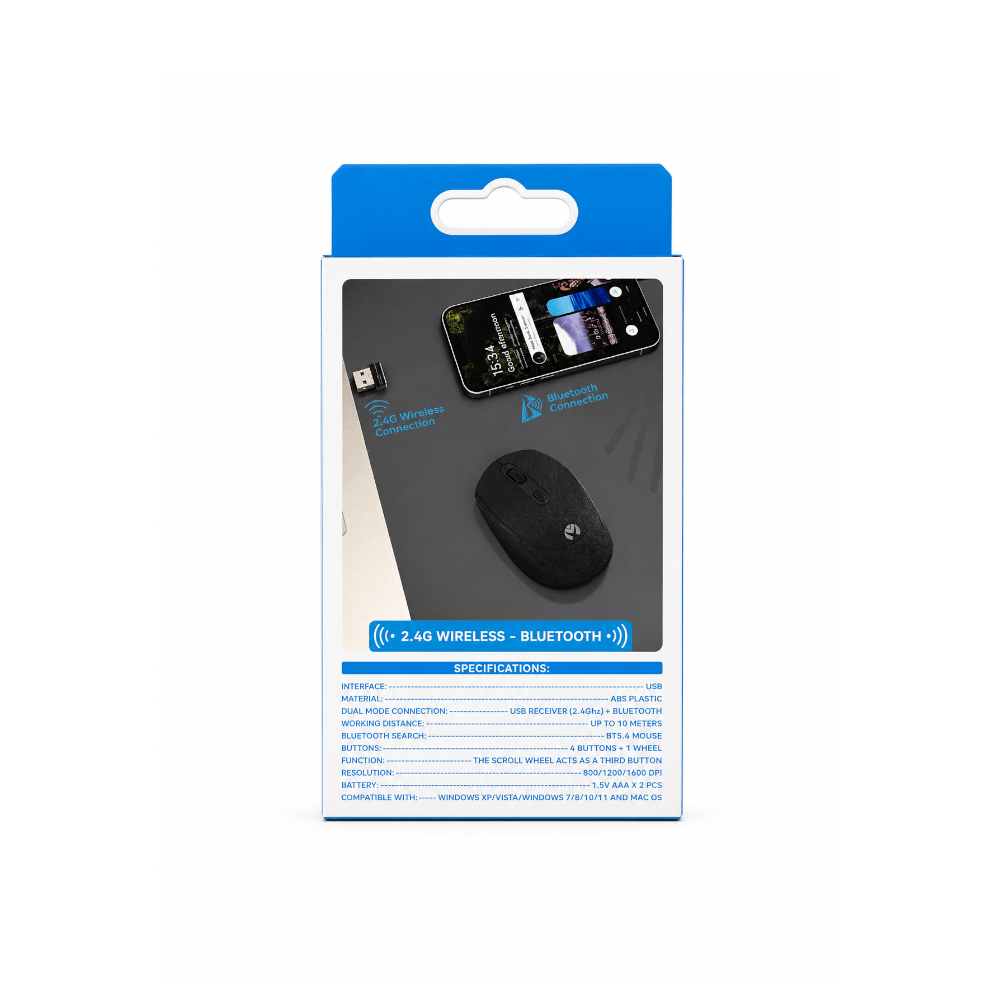 Mikuso 2.4G Wireless Mouse Black [MOS-W117 BK/WH/BL] - Fastrak
