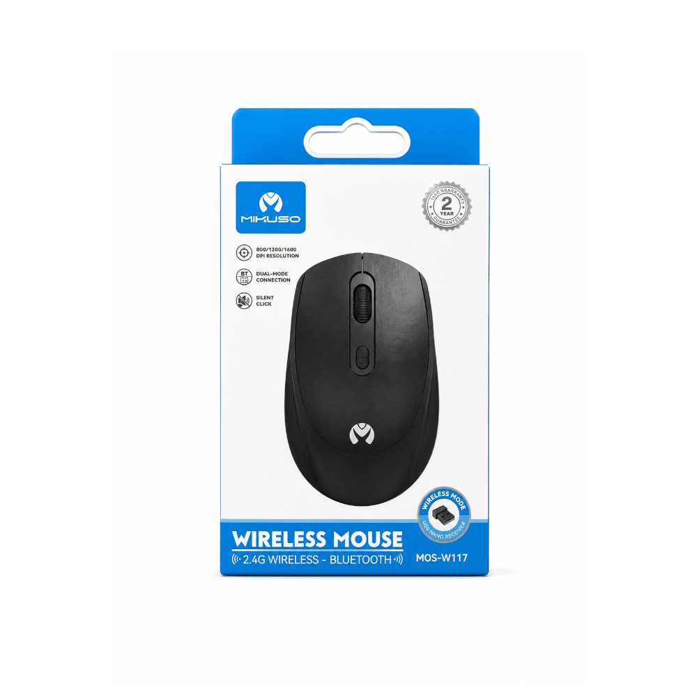 Mikuso 2.4G Wireless Mouse Black [MOS-W117 BK/WH/BL] - Fastrak