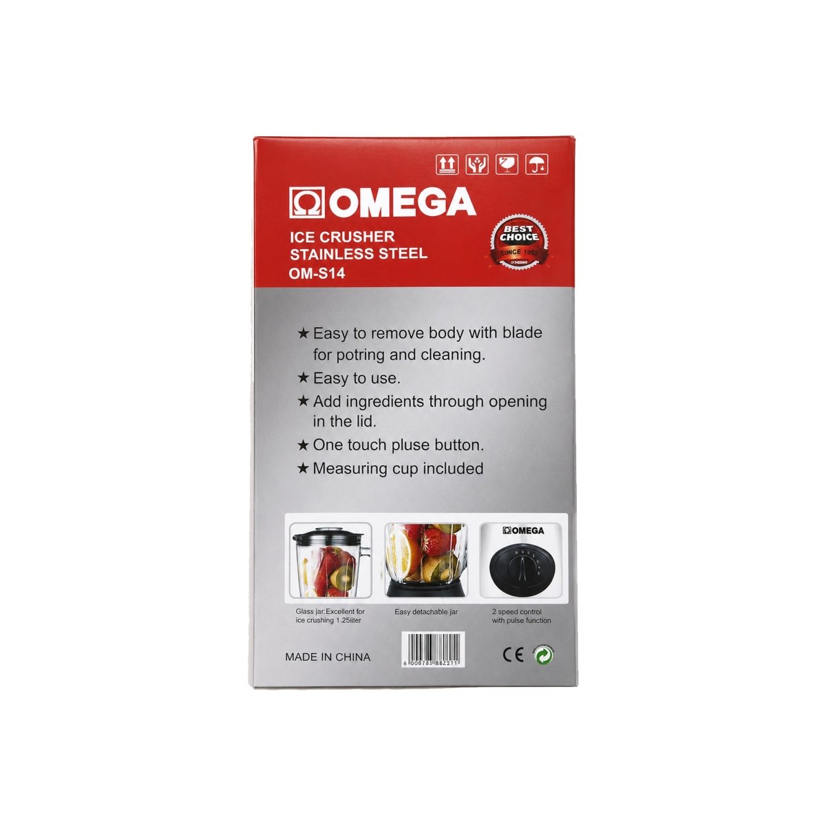 Omega 1.5L Stainless Steel Blender [OM - S14] - Fastrak