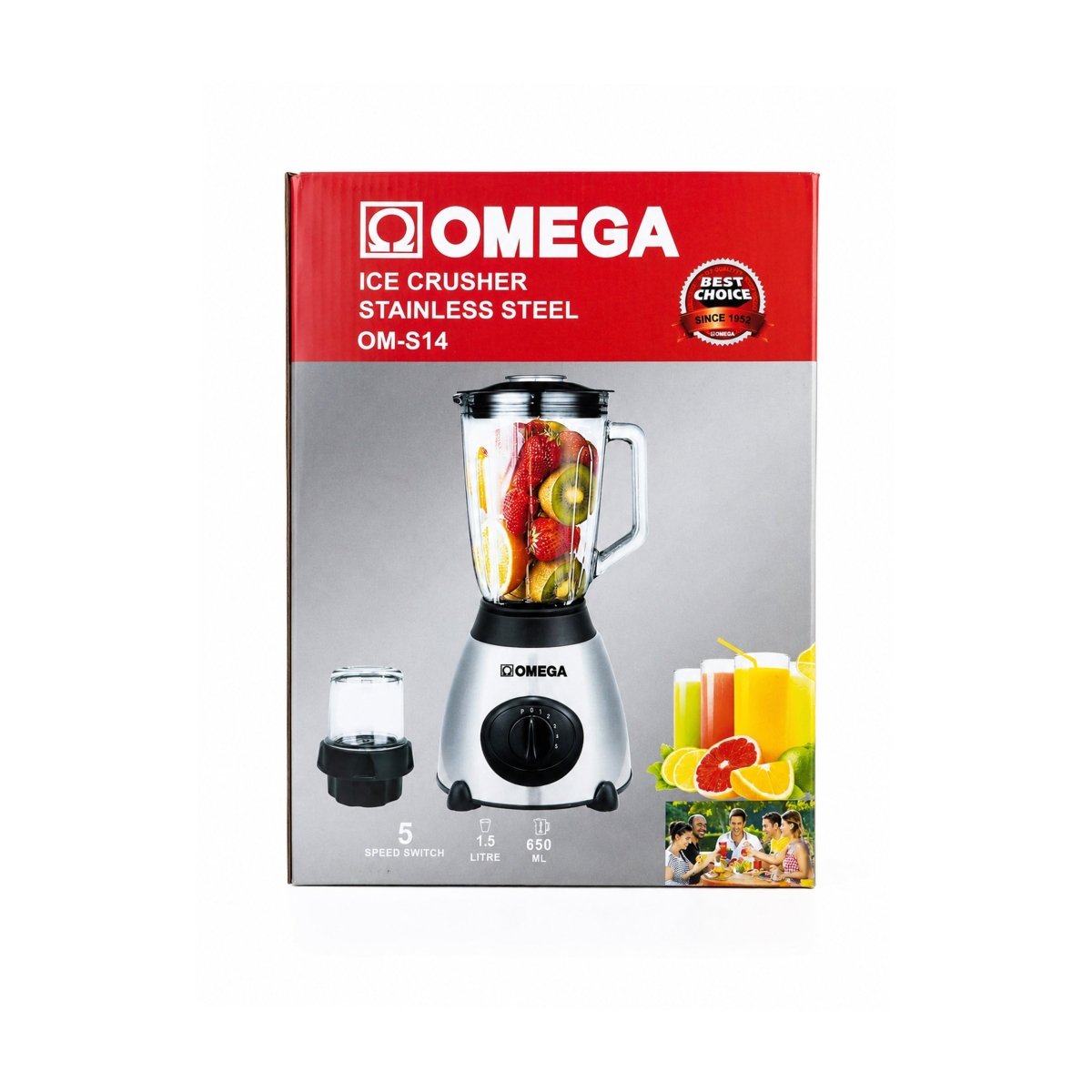 Omega 1.5L Stainless Steel Blender [OM - S14] - Fastrak