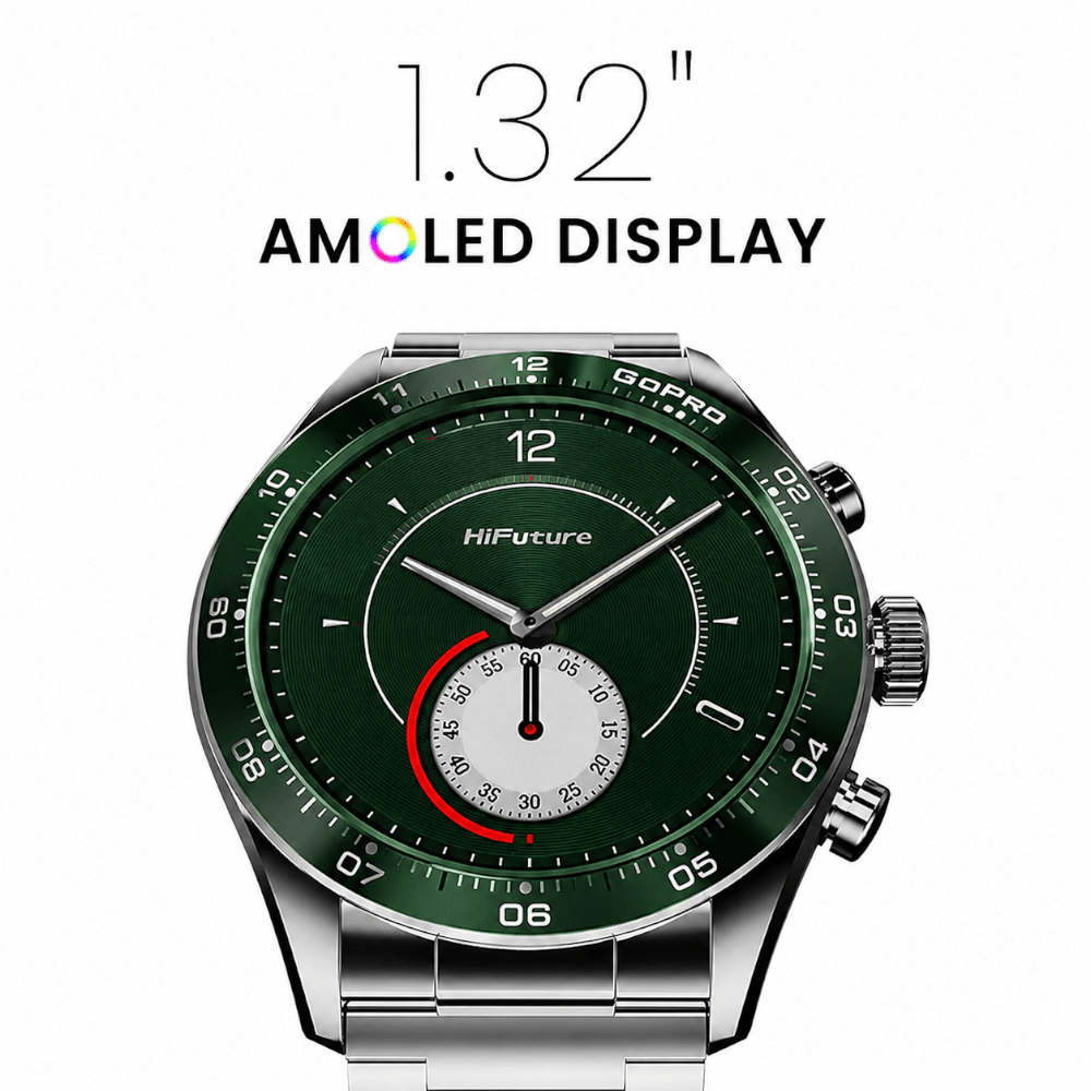 HiFuture GO PRO2 SG Stainless Steel Smart Watch Silver Green - Fastrak