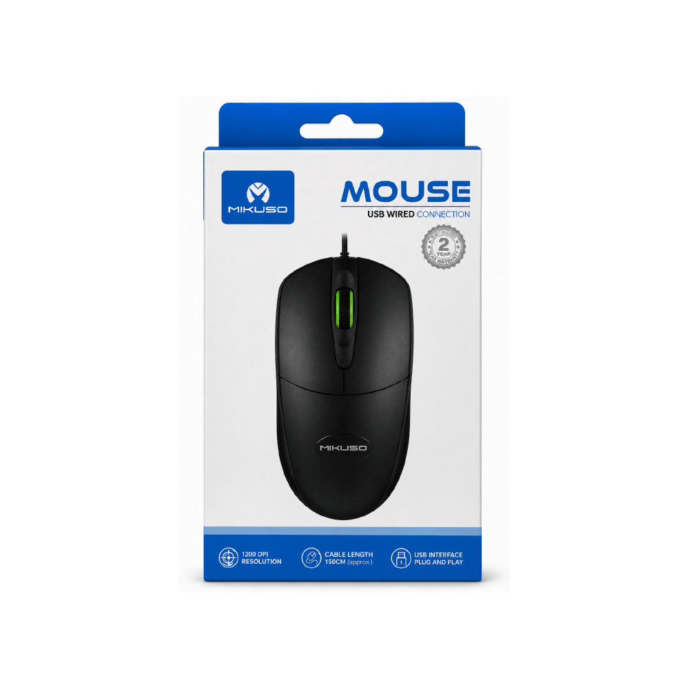 Mikuso Wired Mouse Green [MOS-384U GN] - Fastrak