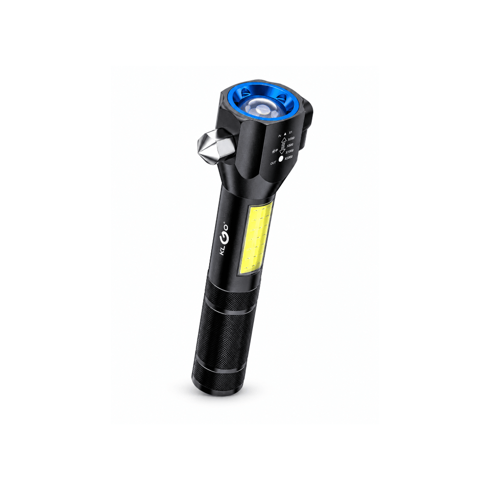 Klgo Rechargeable LED Flashlight With Hammer Black [DT-007 BK] - Fastrak