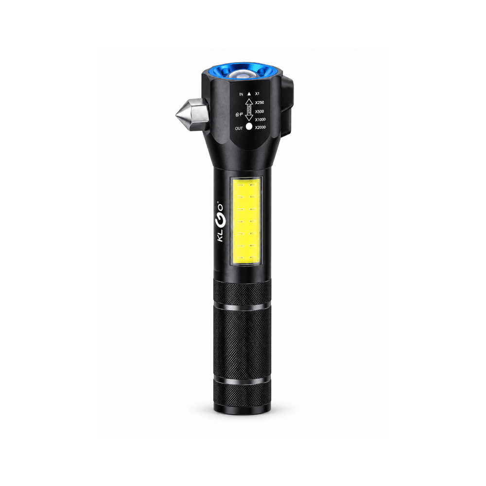 Klgo Rechargeable LED Flashlight With Hammer Black [DT-007 BK] - Fastrak