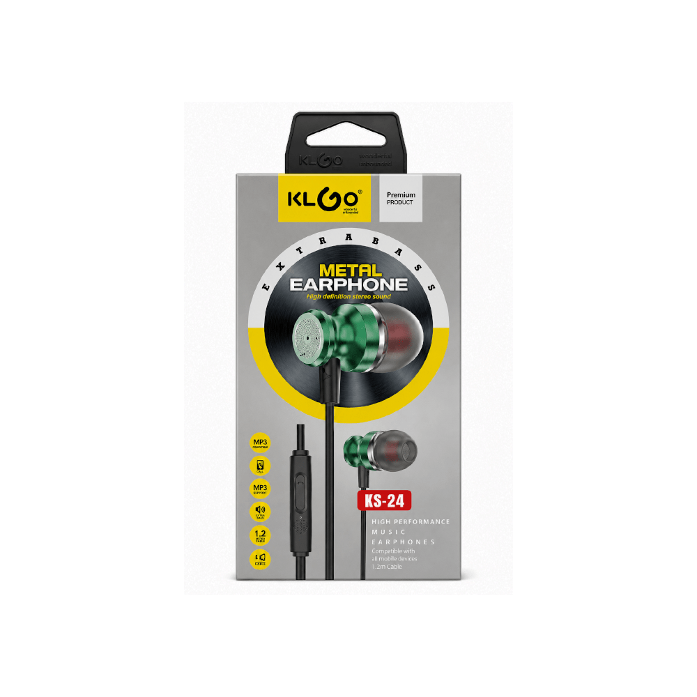 KLGO KS-24 Wired Earbuds Black - Fastrak