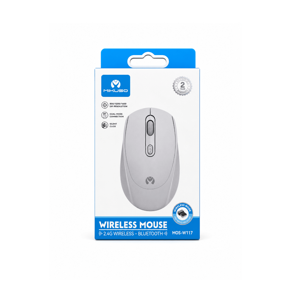Mikuso 2.4G Wireless Mouse Grey [MOS-W117 GY] - Fastrak