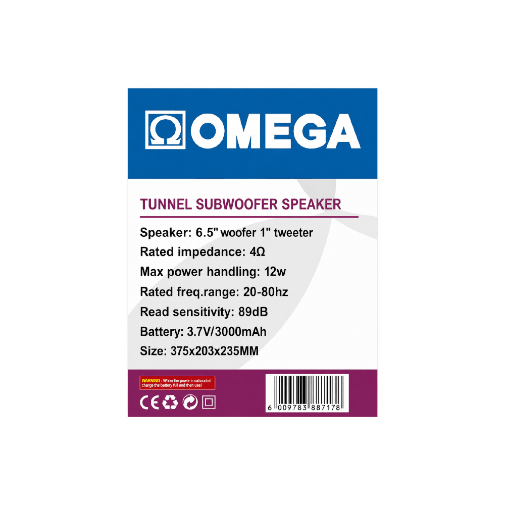 Omega 6.5" Portable Tunnel Subwoofer Speaker 12W [OP-938F3] - Fastrak