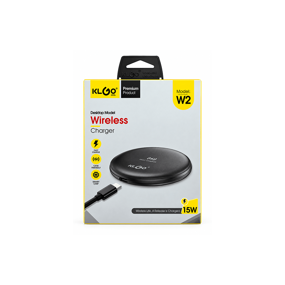 Klgo 15W Fast Wireless Charger with Type-C Interface Black [W2 BK] - Fastrak