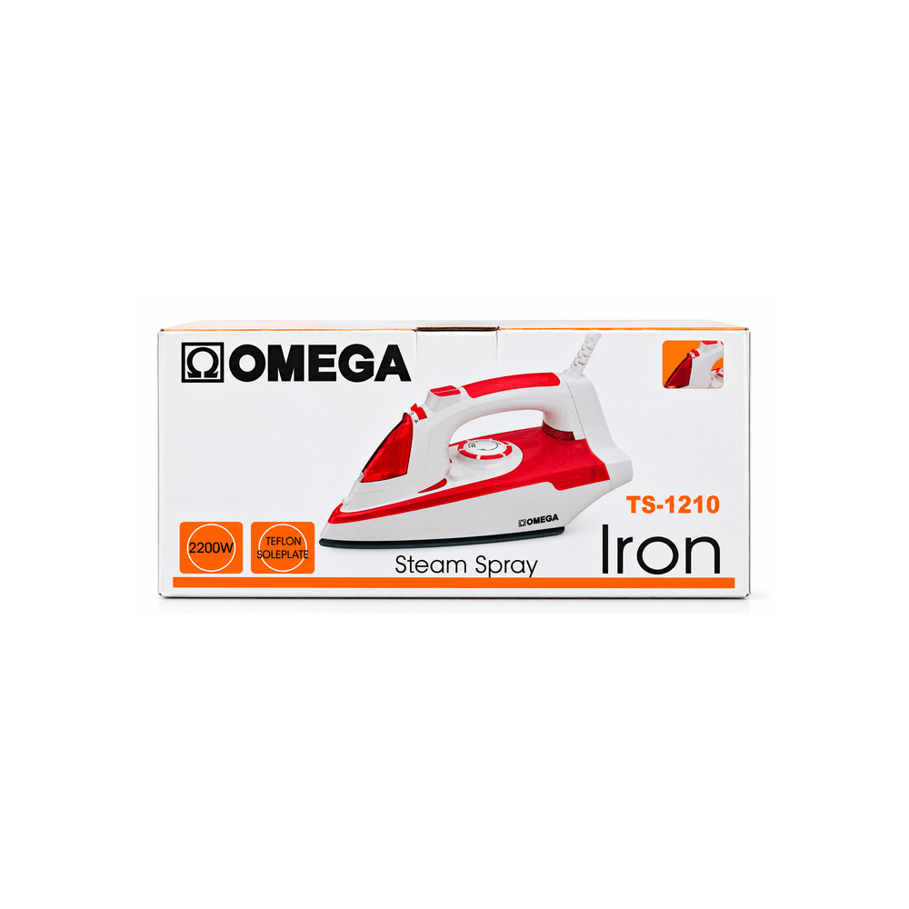 OMEGA 2200W Steam Spray Iron with Teflon Soleplate [TS-1210] - Fastrak