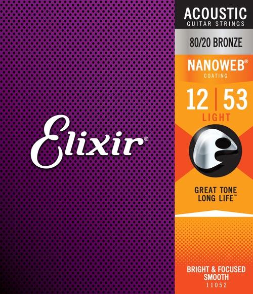 Elixir 11052 Acoustic Light 80/20 Bronze Nanoweb 0.12-0.53