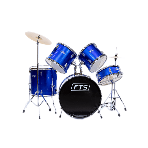 FTS Blue 5PC Drum Set With Cymbals And Throne JW225PVC - 12 - Fastrak