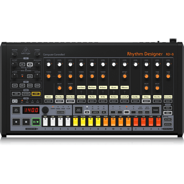 Behringer Rhythm Designer RD - 8 Analog Drum Machine - Fastrak
