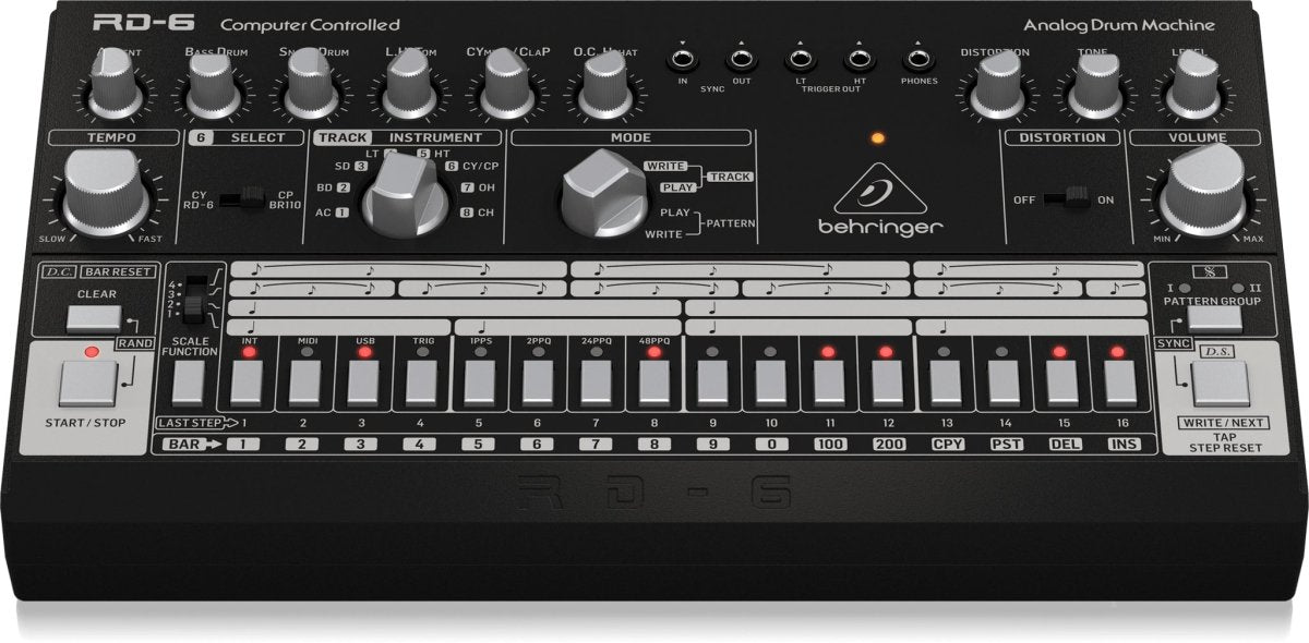 Behringer RD - 6 BK Classic Analog Drum Machine (Black) - Fastrak