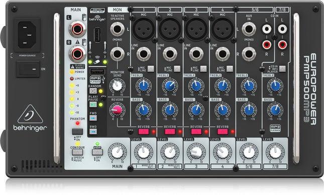 Behringer PMP500MP3 8 - Channel 500W Powered Mixer - Fastrak