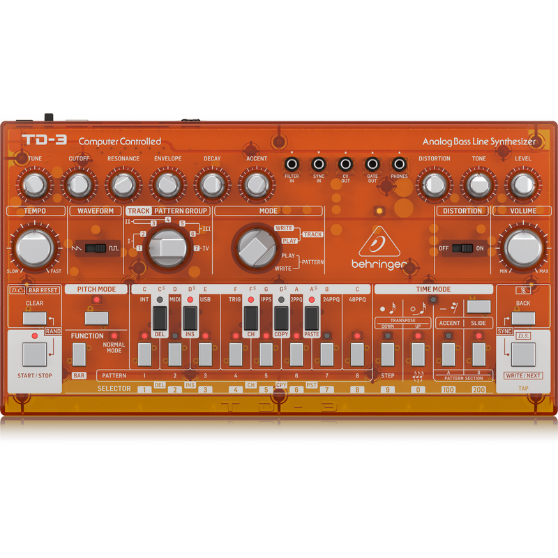 Behringer TD-3-TG Analog Bass Line Synthesizer (Orange Translucent),fastrak-sa.