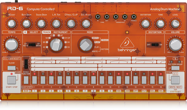Behringer RD-6 TG Analog Drum Machine (Orange Translucent)
