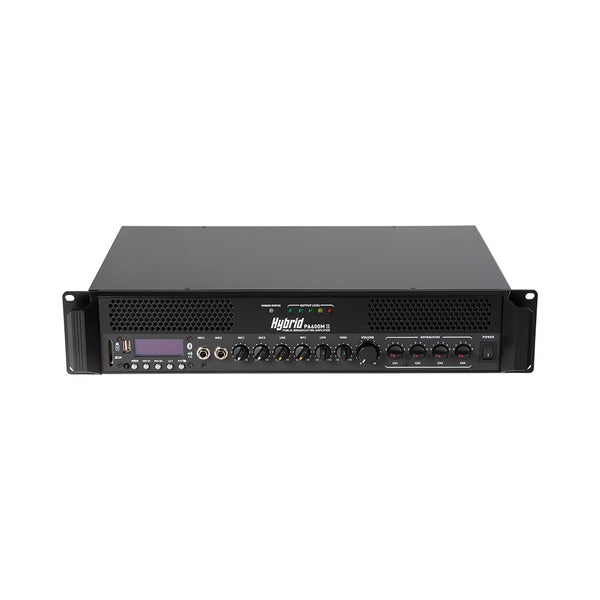 Hybrid PA600M PA Amplifier, 70V / 100V Line Distribution , 600 Watt RMSClass D, 2 Mic and 1 Line, 4