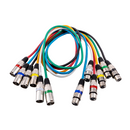 FTS C6XLRMF1 XLR Male To XLR Female 6 Pack Cables 1M (Multi-Colours)
